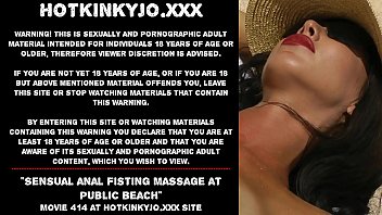 Hotkinkyjo sensual anal fisting massage at public beach