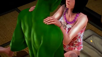 Cute latina having sex with a green ork man in erotic 3d hentai video