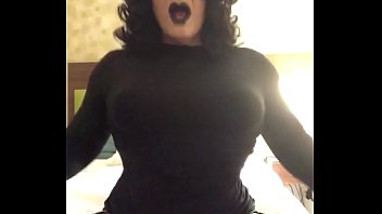 Veronica and her black hair black hose heavy make up nice weird black dress and she’s masturbating knows what she’s masturbating on.  It feels good to good deep inside to move it around up and down hot and wet silky and smooth until an ex
